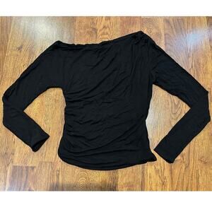Naked Wardrobe Rock the Boatneck Top Women’s Large Black Long Sleeve Fitted